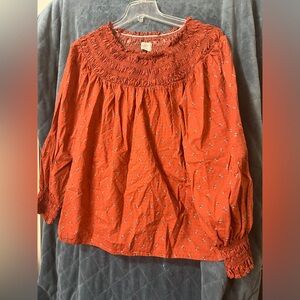 Women's Universal Thread XXL Burn Orange Elastic Neck Fall Blouse